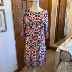 Gilli Pink and Blue Patterned 3/4 Sleeve Dress